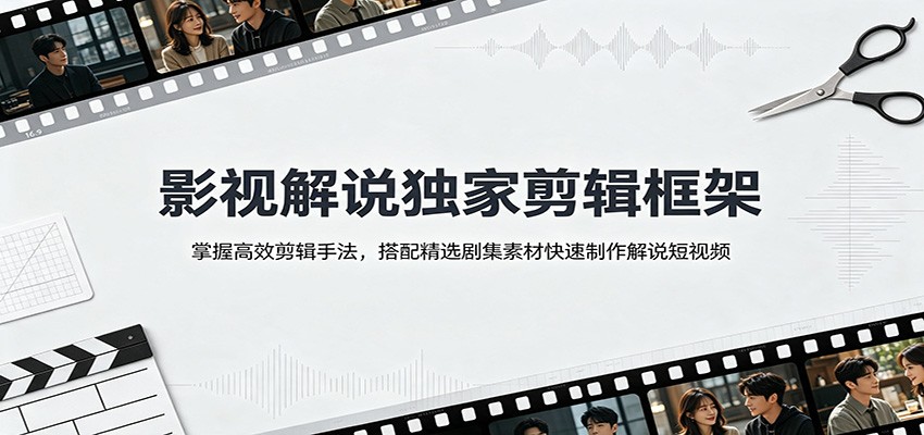 影视解说独家剪辑框架：掌握高效剪辑手法，搭配精选剧集素材快速制作解说短视频-52网创