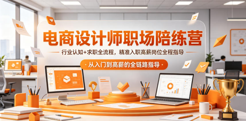 电商设计师职场陪练营，行业认知+求职全流程，精准入职高薪岗位全程指导 - 52网创-52网创