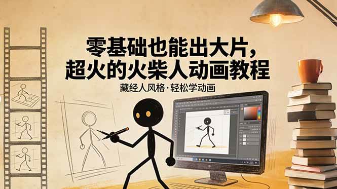 （17464期）零基础也能出大片，超火的火柴人动画教程（藏经人风格）-52网创