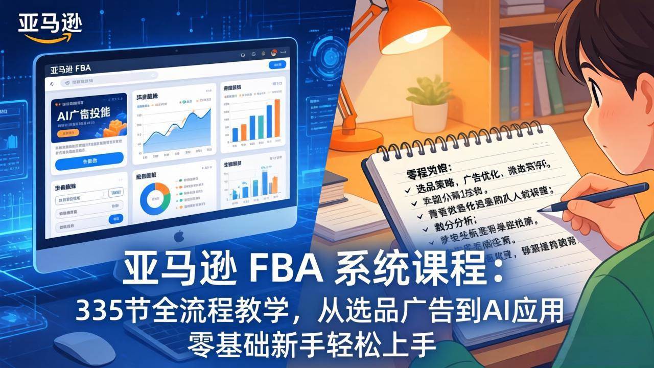 （17744期）亚马逊 FBA 系统课程（更新26年3月）335节全流程教学，从选品广告到AI应用，零基础新手轻松上手 - 52网创-52网创