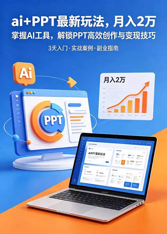 ai+PPT最新玩法，月入2万掌握AI工具，解锁PPT高效创作与变现技巧3天入门，实战案例·副业指南 - 52网创-52网创