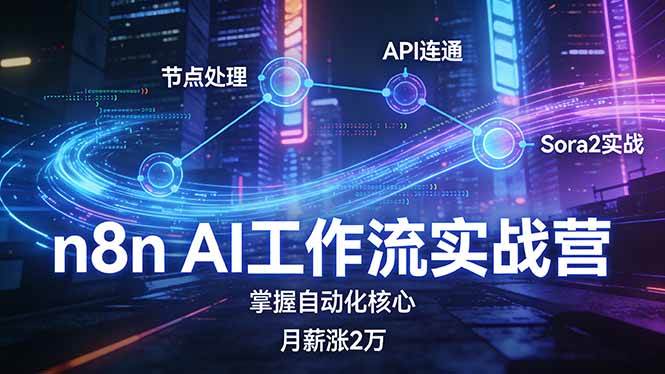 （17458期）n8n AI工作流实战营，节点处理+API连通+Sora2实战，掌握自动化核心月薪涨2万 - 52网创-52网创