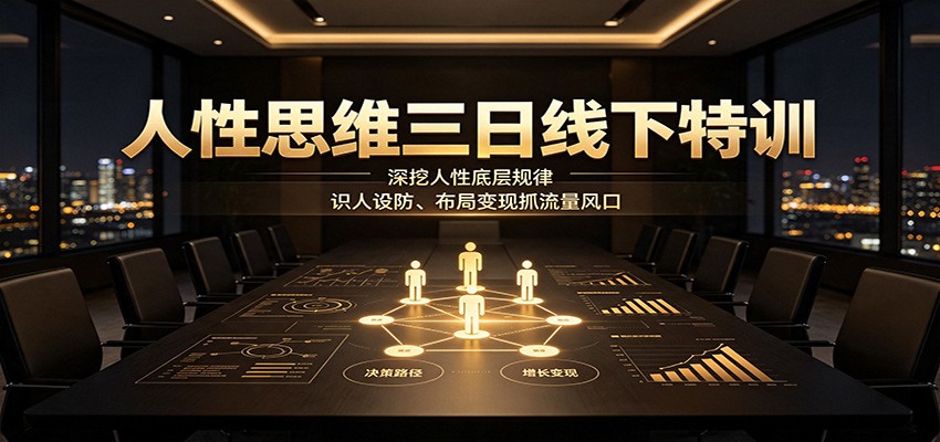 人性思维三日线下特训：深挖人性底层规律，识人设防、布局变现抓流量风口 - 52网创-52网创