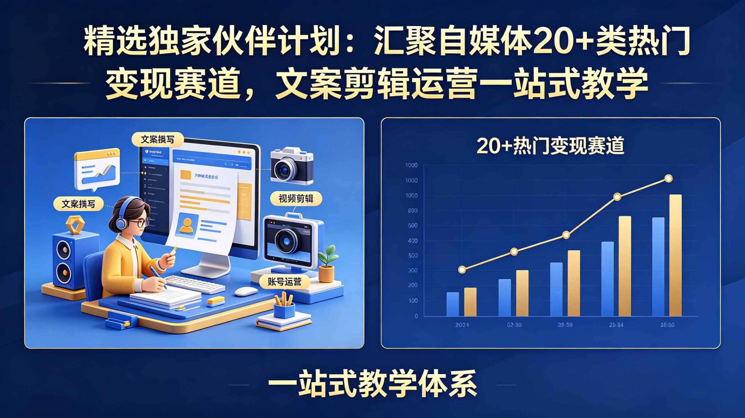 （18478期）精选独家伙伴计划：汇聚自媒体20+类热门变现赛道，文案剪辑运营一站式教学 - 52网创-52网创