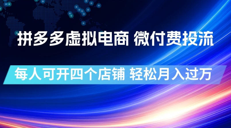 拼多多虚拟电商，微付费投流玩法，每人可开四个店，轻松月入过1W【揭秘】 - 52网创-52网创