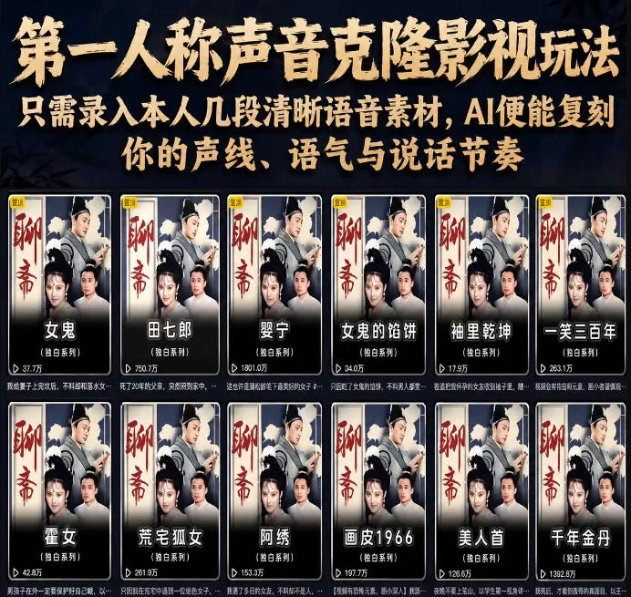 第一人称声音克隆影视玩法，只需录入本人几段清晰语音素材，AI便能复刻你的声线、语气与说话节奏 - 52网创-52网创