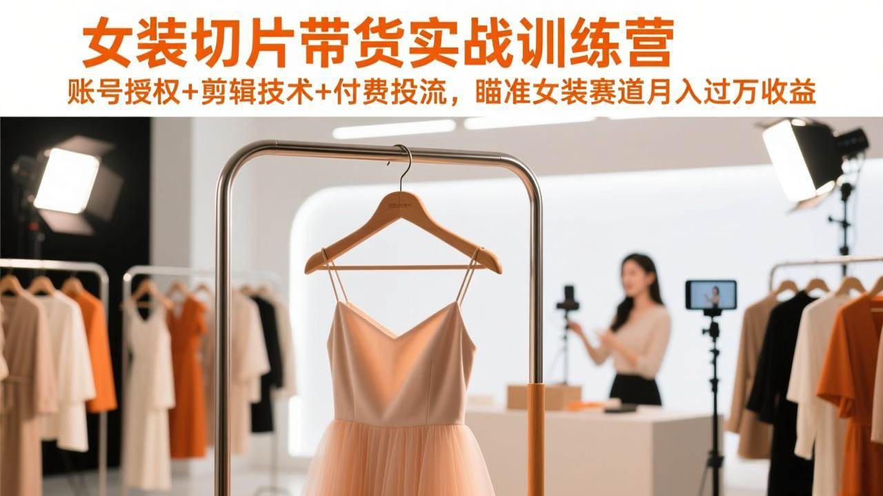 （17357期）女装切片带货实战训练营，账号授权+剪辑技术+付费投流，瞄准女装赛道月入过万收益 - 52网创-52网创
