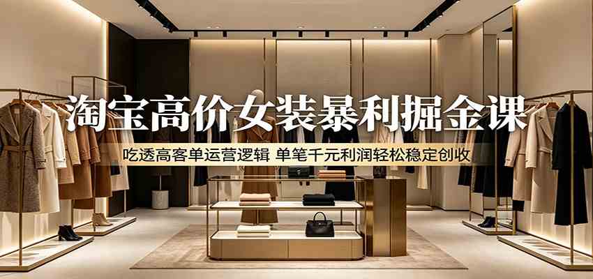 淘宝高价女装暴利掘金课：吃透高客单运营逻辑，单笔千元利润轻松稳定创收 - 52网创-52网创