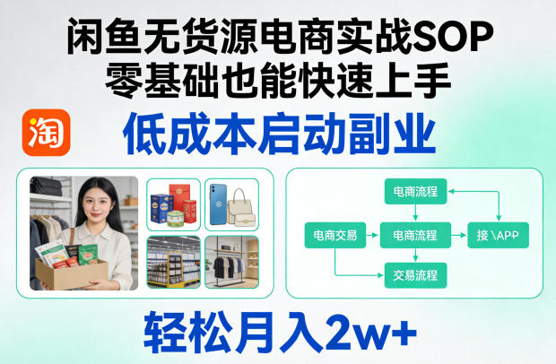 闲鱼无货源电商实战SOP，零基础也能快速上手，低成本启动副业，轻松月入2w+ - 52网创-52网创