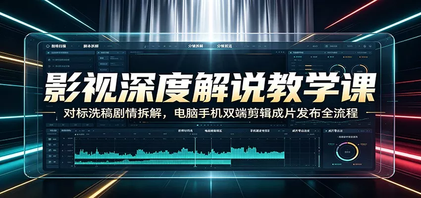影视深度解说教学课：对标洗稿剧情拆解，电脑手机双端剪辑成片发布全流程 - 52网创-52网创