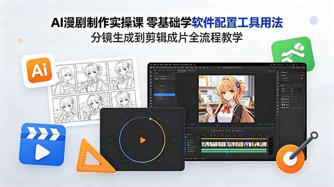 （18605期）AI漫剧制作实操课 零基础学软件配置工具用法 分镜生成到剪辑成片全流程教学 - 52网创-52网创