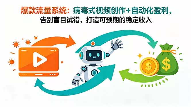 爆款流量系统：病毒式视频创作+自动化盈利，告别盲目试错，打造可预期的稳定收入 - 52网创-52网创