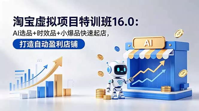 淘宝虚拟项目特训班16.0：AI选品+时效品+小爆品快速起店，打造自动盈利店铺 - 52网创-52网创