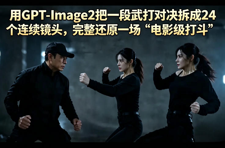 用GPT-Image2把一段武打对决拆成24个连续镜头，完整还原一场“电影级打斗” - 52网创-52网创