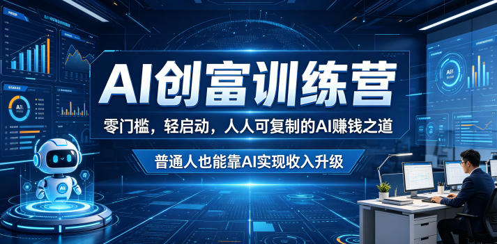 AI创富训练营，零门槛，轻启动，人人可复制的AI賺钱之道，普通人也能靠AI实现收入升级-52网创