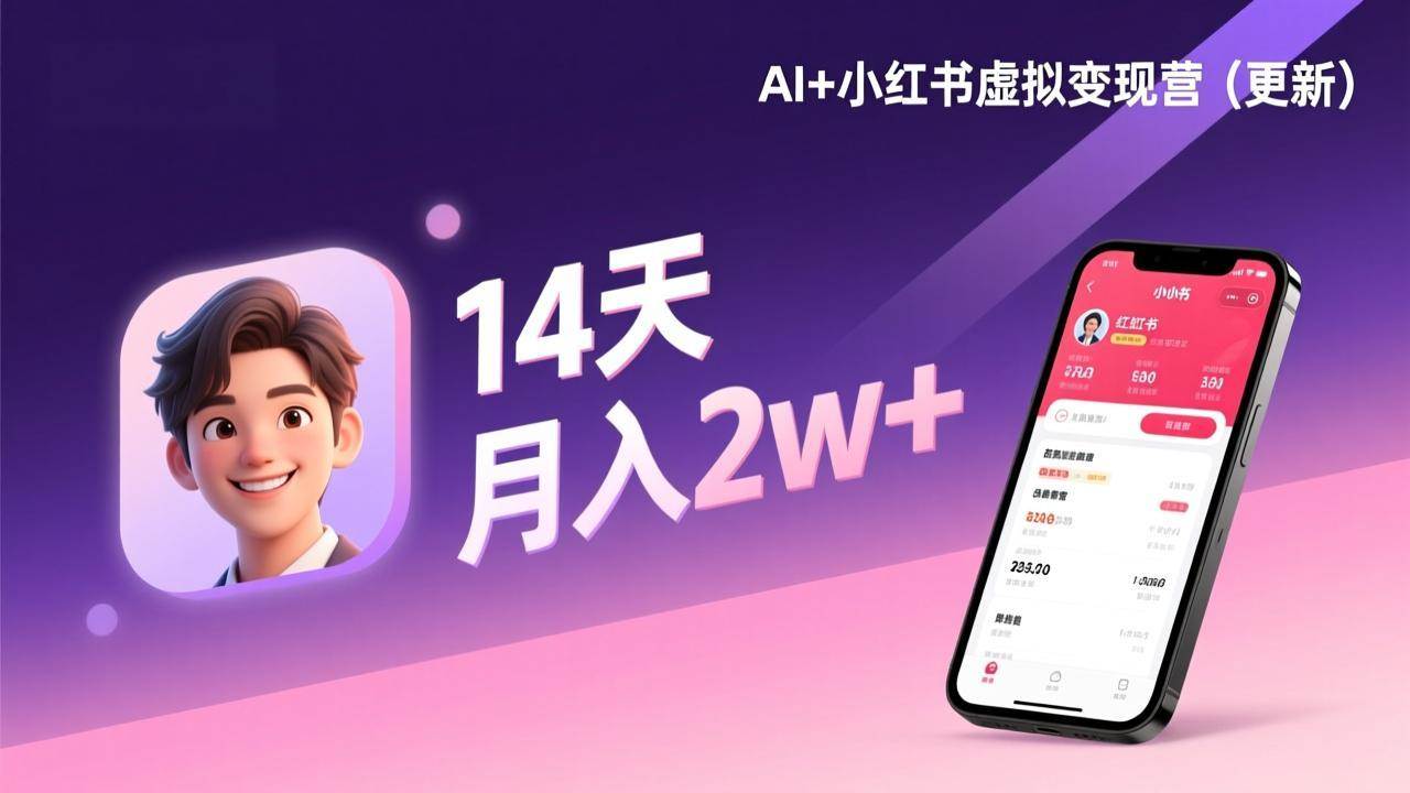 （17275期）AI+小红书虚拟变现营（更新），14天掌握选品、笔记、成交，打造自动化月入2w+事业-52网创