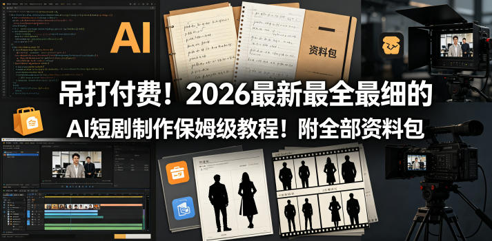 吊打付费！2026最新最全最细的AI短剧制作保姆级教程！附全部资料包-52网创