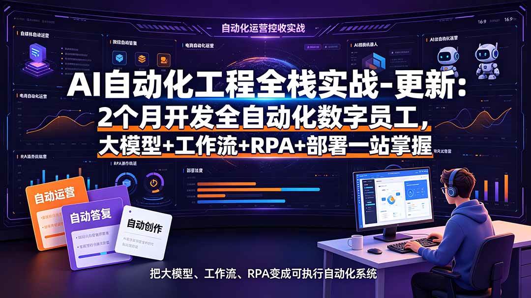 （19279期）AI自动化工程全栈实战-更新：2个月开发全自动化数字员工，大模型+工作流+RPA+部署一站式掌握 - 52网创-52网创