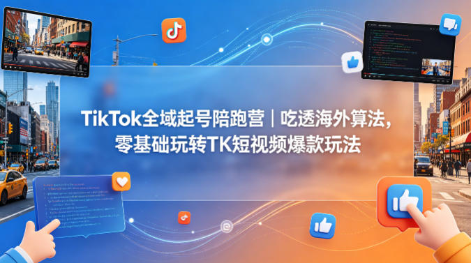 TikTok全域起号陪跑营｜吃透海外算法，零基础玩转TK短视频爆款玩法 - 52网创-52网创