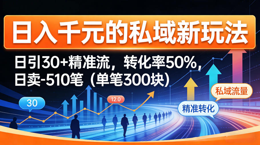 日入千米的私域新玩法：日引30＋精准流，转化率50%，日卖5-10笔（单笔300米） - 52网创-52网创