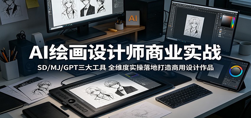 AI绘画设计师商业实战：SD/MJ/GPT三大工具，全维度实操落地打造商用设计作品 - 52网创-52网创