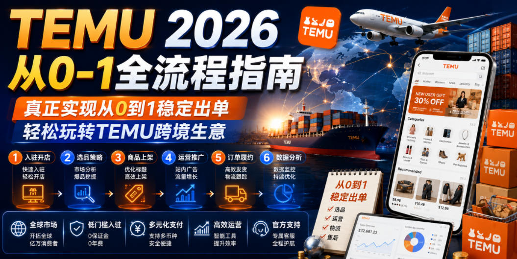 TEMU 2026从0-1全流程指南，真正实现从0到1稳定出单，轻松玩转TEMU跨境生意-52网创