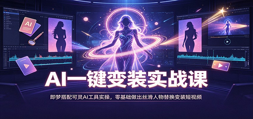 AI一键变装实战课：即梦搭配可灵AI工具实操，零基础做出丝滑人物替换变装短视频 - 52网创-52网创