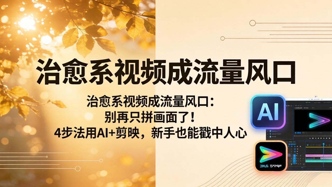 治愈系视频成流量风口：别再只拼画面了！4步法用AI+剪映，新手也能戳中人心 - 52网创-52网创