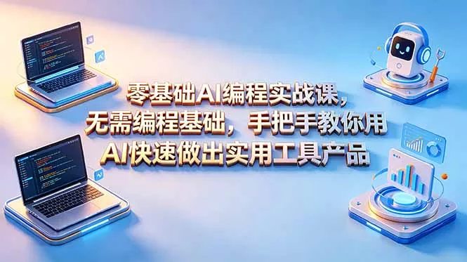 零基础AI编程实战课-更新，无需编程基础，手把手教你用AI快速做出实用工具产品 - 52网创-52网创