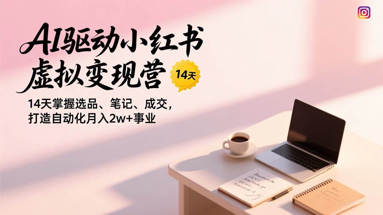 （17204期）AI驱动小红书虚拟变现营，14天掌握选品、笔记、成交，打造自动化月入2w+事业-52网创