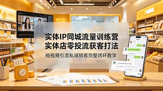 实体IP同城流量训练营：实体店零投流获客打法，短视频引流私域锁客完整闭环教学-52网创