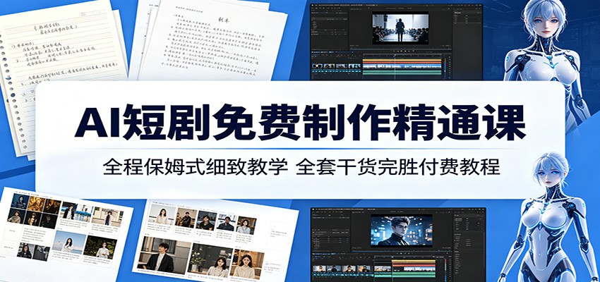AI短剧免费制作精通课：全程保姆式细致教学，全套干货完胜付费教程 - 52网创-52网创