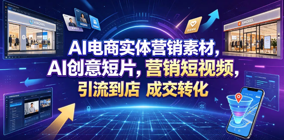 AI电商实体营销素材，AI创意短片，高效打造营销短视频，轻松引流到店，稳定提升门店客流与成交转化 - 52网创-52网创