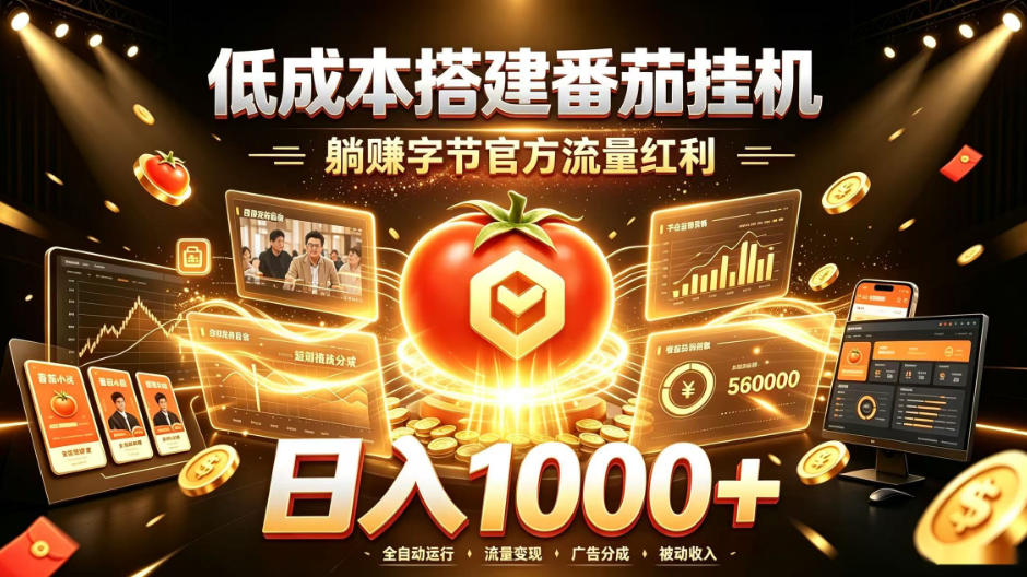 低成本搭建番茄挂G，躺賺字节官方流量红利，日入1k+，全程傻瓜式落地【揭秘】 - 52网创-52网创