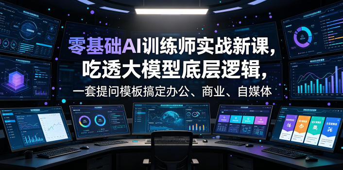 零基础AI训练师实战课，吃透大模型底层逻辑，一套提问模板搞定办公、商业、自媒体、设计、生活全场景AI落地应用 - 52网创-52网创