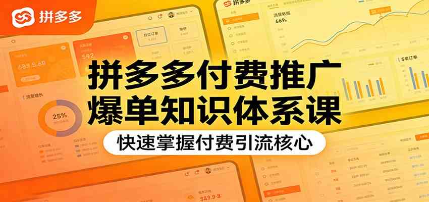 拼多多付费推广爆单知识体系课，快速掌握付费引流核心 - 52网创-52网创