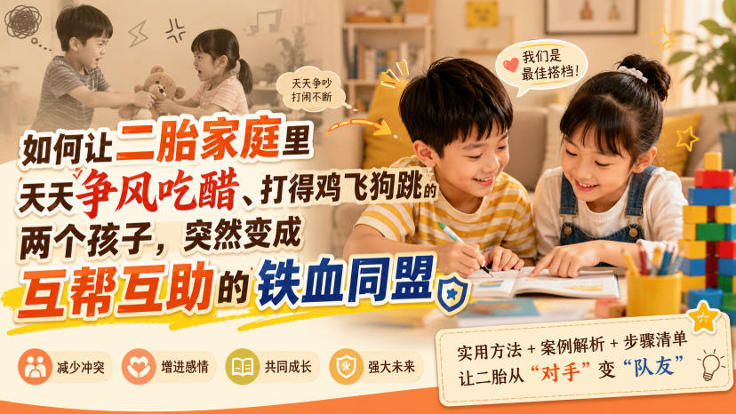付费文章：如何让二胎家庭里天天争风吃醋、打得鸡飞狗跳的两个孩子，突然变成互帮互助的铁血同盟？ - 52网创-52网创