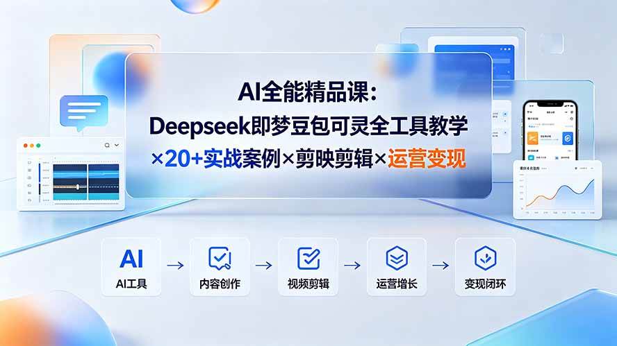 （19278期）AI全能精品课：Deepseek即梦豆包可灵全工具教学×20+实战案例×剪映剪辑×运营变现 - 52网创-52网创