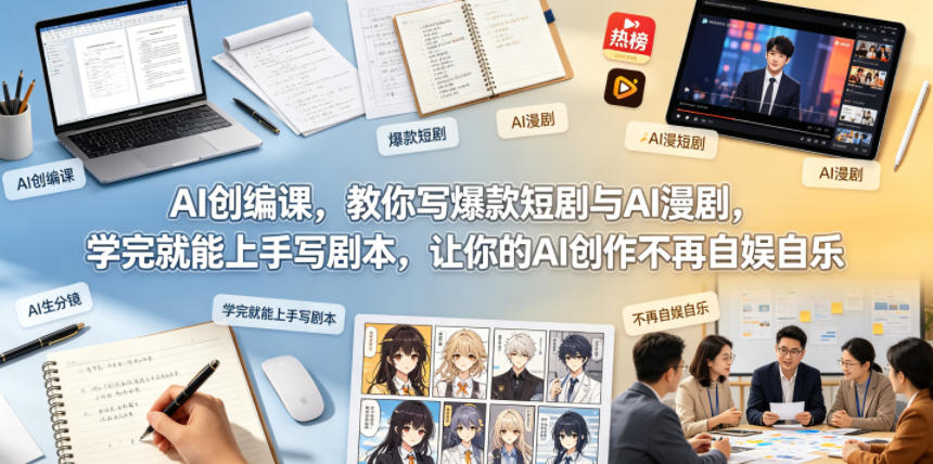 AI创编课，教你写爆款短剧与AI漫剧，学完就能上手写剧本，让你的AI创作不再自娱自乐-52网创