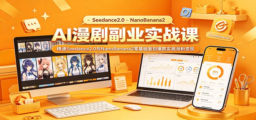 AI漫剧副业实战课：精通Seedance2.0与NanoBanana2零基础复刻爆款实现涨粉变现-52网创
