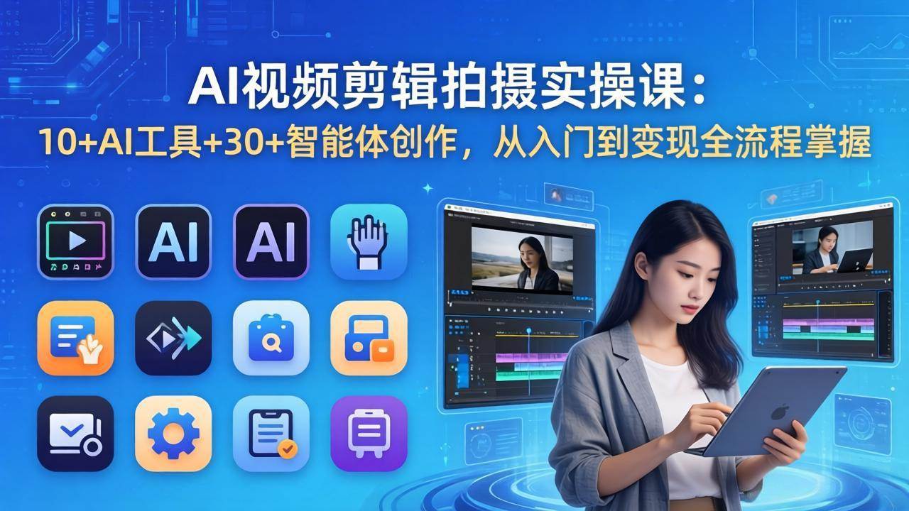 （17818期）AI 视频剪辑拍摄实操课：10+AI工具+30+智能体创作，从入门到变现全流程掌握 - 52网创-52网创