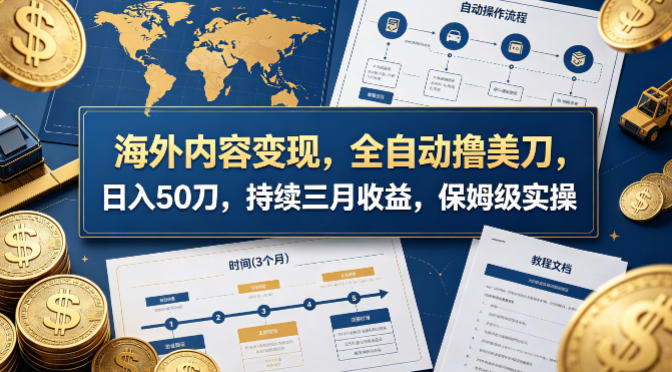 海外内容变现，全自动撸美刀，日入50刀，持续三月收益，保姆级实操【揭秘】 - 52网创-52网创