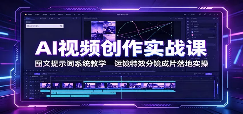 AI视频创作实战课：图文提示词系统教学，运镜特效分镜成片落地实操 - 52网创-52网创