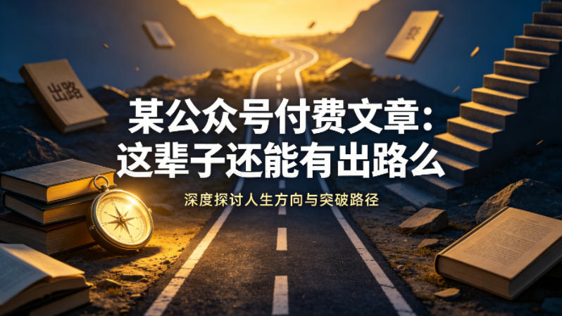 某公众号付费文章：这辈子还能有出路么 - 52网创-52网创