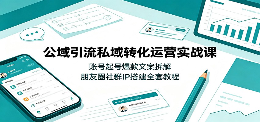 公域引流私域转化运营实战课：账号起号爆款文案拆解，朋友圈社群IP搭建全套教程-52网创