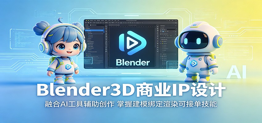 Blender3D商业IP设计：融合AI工具辅助创作，掌握建模绑定渲染可接单技能 - 52网创-52网创