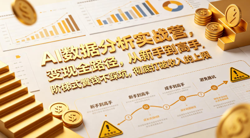 AI数据分析实战营，变现全路径，从新手到高手，阶梯式賺钱不踩坑，彻底打破收入的上限 - 52网创-52网创
