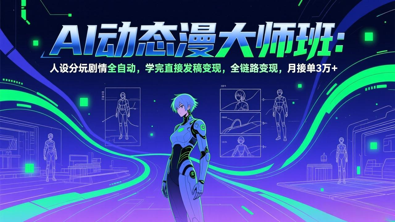 AI动态漫剧大师班：人设分镜剧情全自动，学完直接发稿变现，全链路变现，月接单3万+ - 52网创-52网创