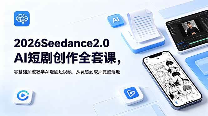 （18958期）2026Seedance2.0AI短剧创作全套课，零基础系统教学AI漫剧短视频，从灵感到成片完整落地 - 52网创-52网创