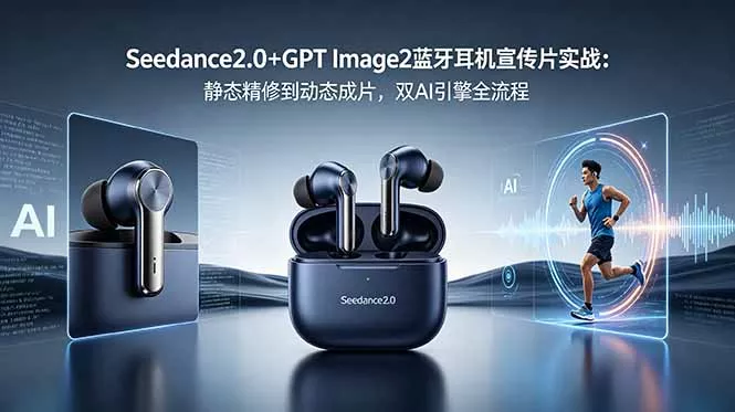 Seedance2.0+GPT Image2蓝牙耳机宣传片实战：静态精修到动态成片，双AI引擎全流程 - 52网创-52网创